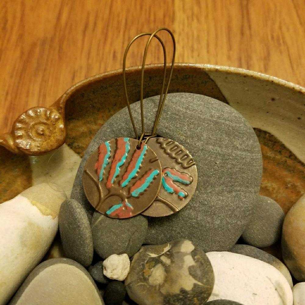 Long copper earrings